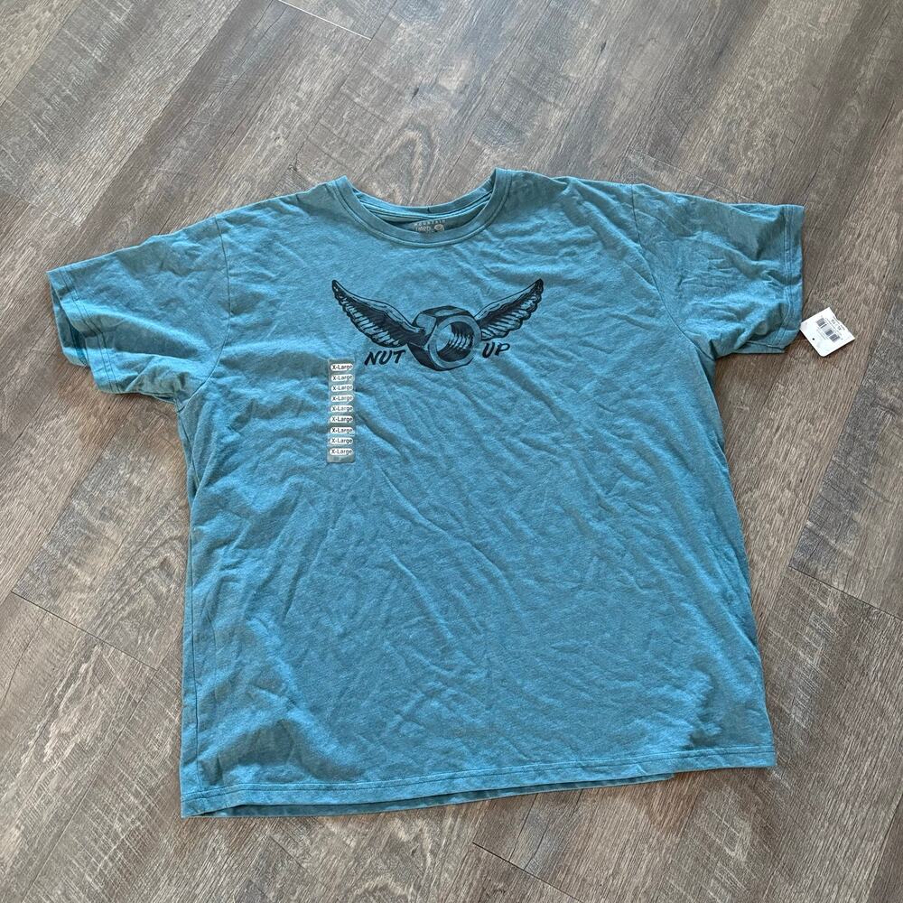 Mountain Hardwear Men's XL Nut Up Graphic T-Shirt Teal Blue NWT Short Sleeve